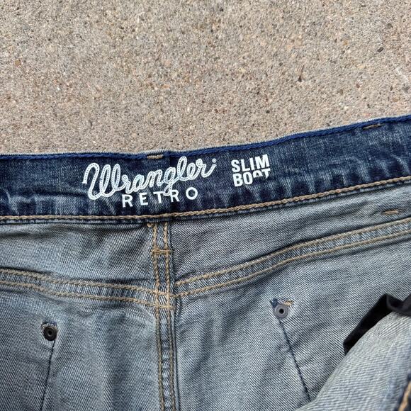 Wrangler Retro Slim Fit Layton Boot Cut Blue Jeans 10WLT77LY 42x36 - Picture 3 of 8